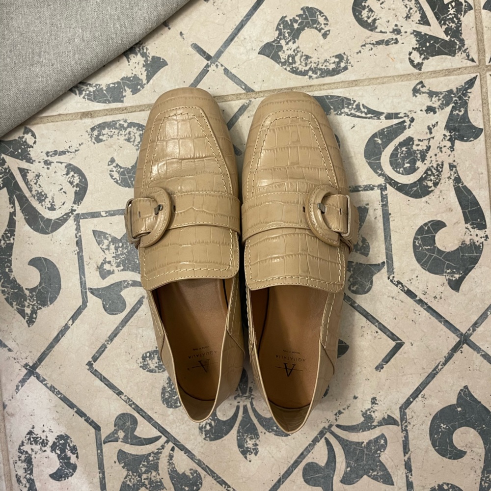 Aquatalia Leather Buckle Loafers